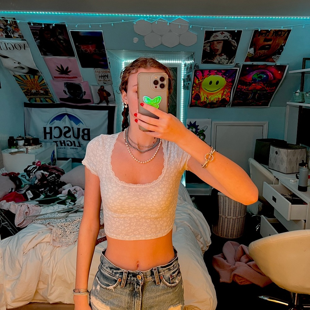floral top blue